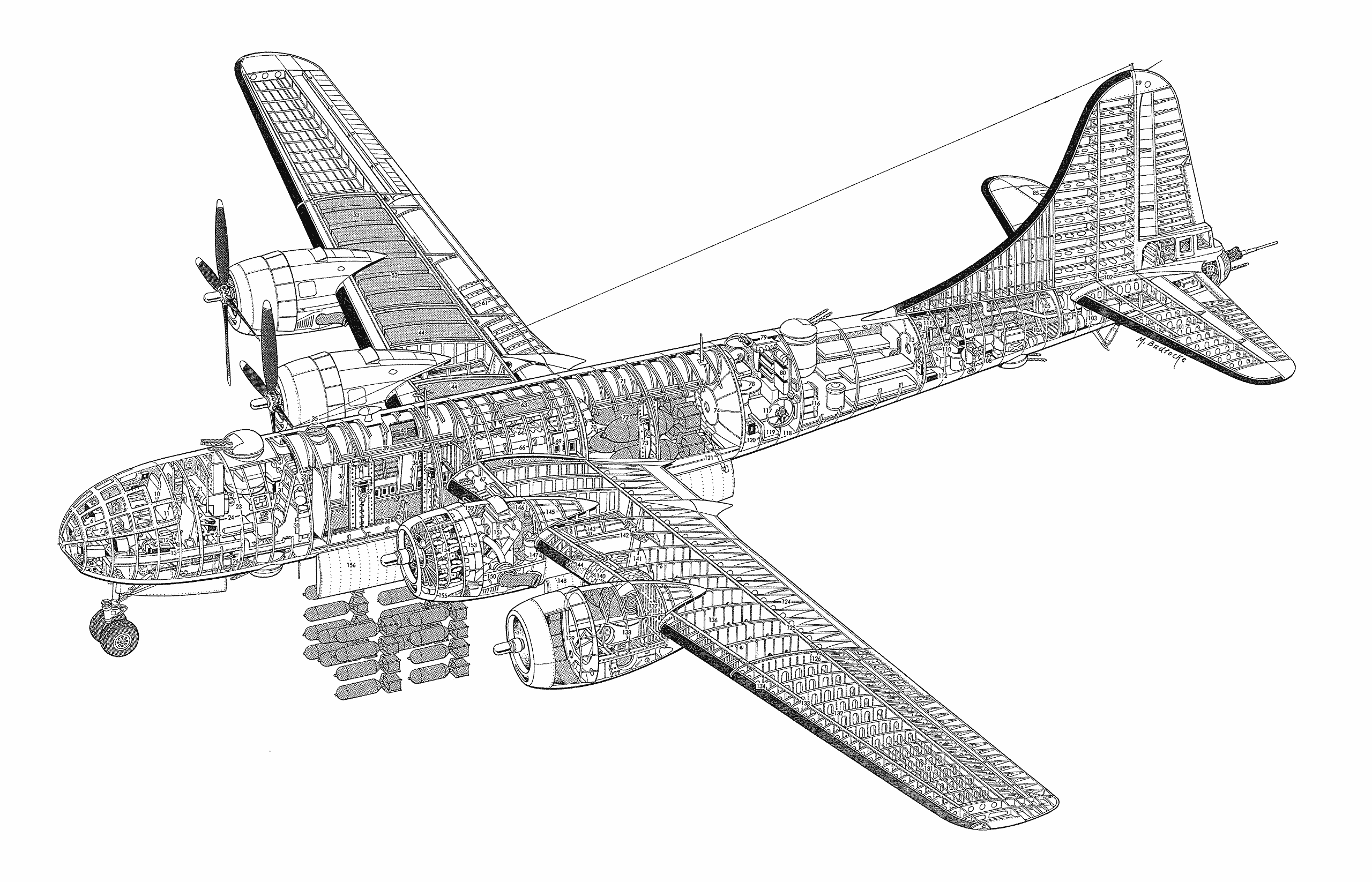 Boeing B-29 Superfortress cutaway