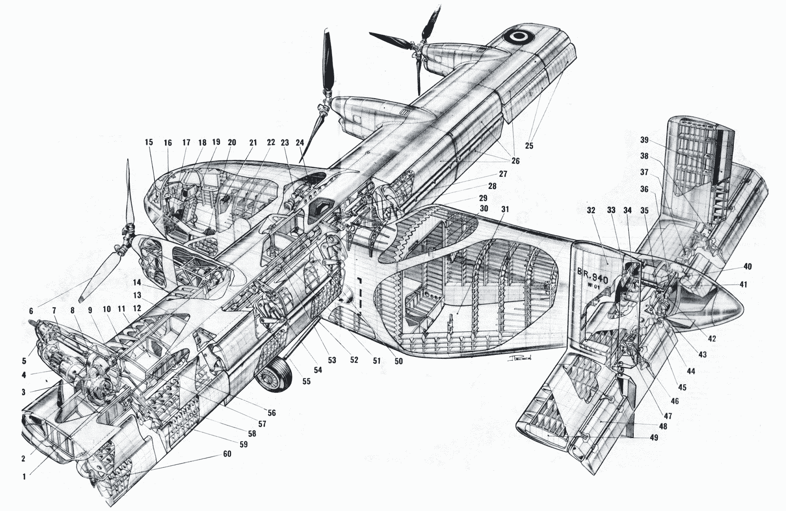 Breguet Br-490 “Intégral” Cutaway Drawing in High quality