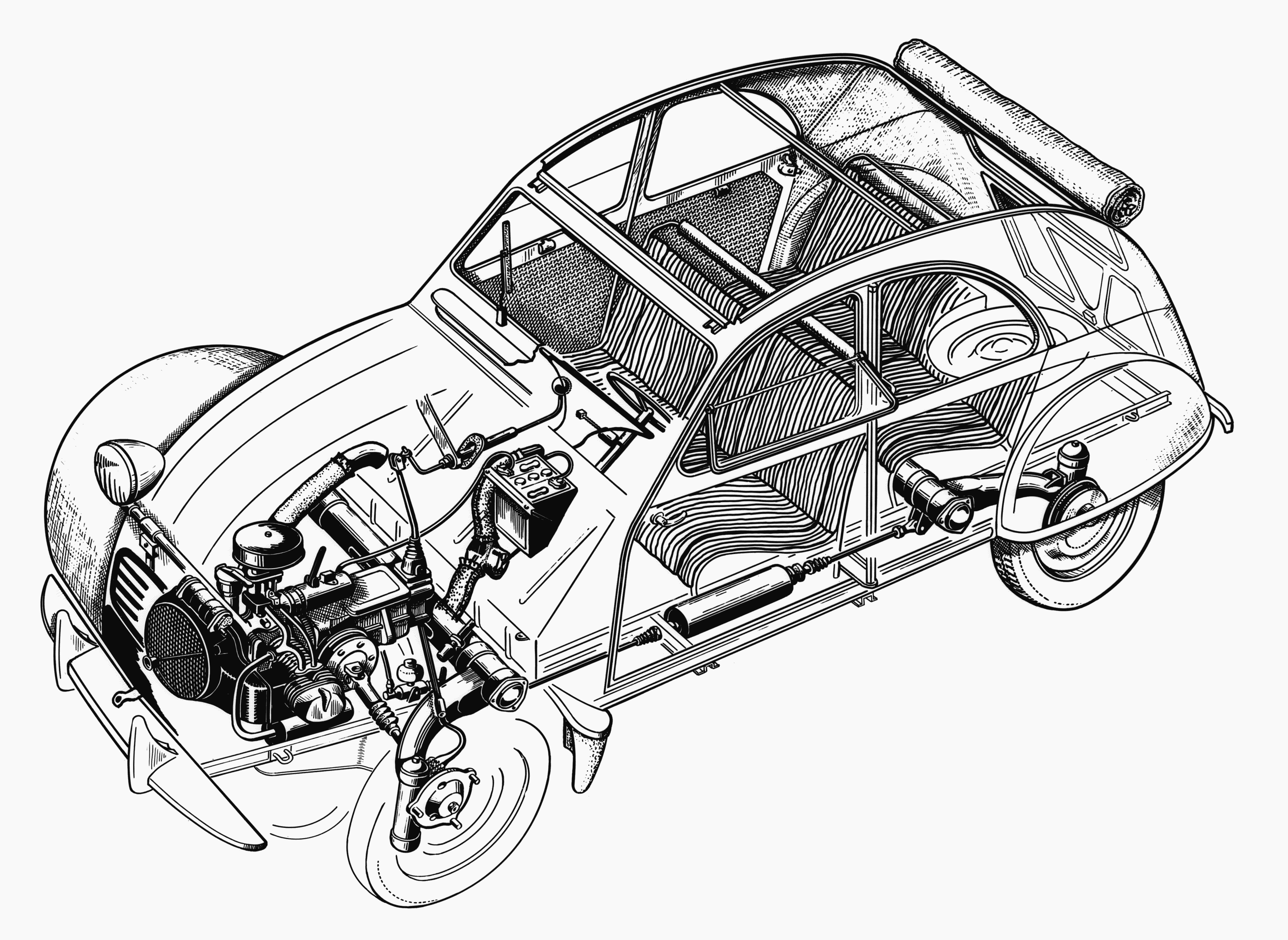 Citroen 2CV cutaway