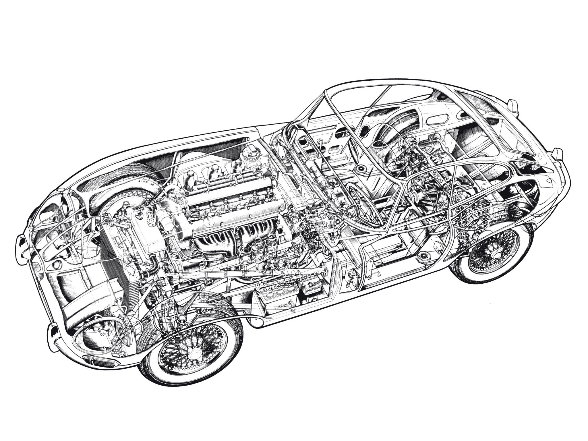 Jaguar E-Type cutaway