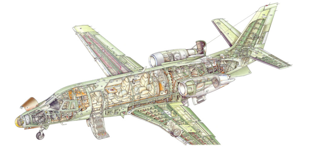 Cessna Citation Excel Cutaway Drawing in High quality