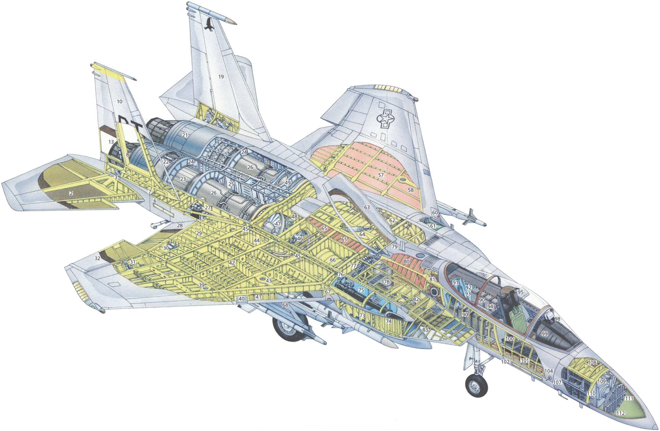 McDonnell Douglas F15 Eagle Cutaway Drawing in High quality