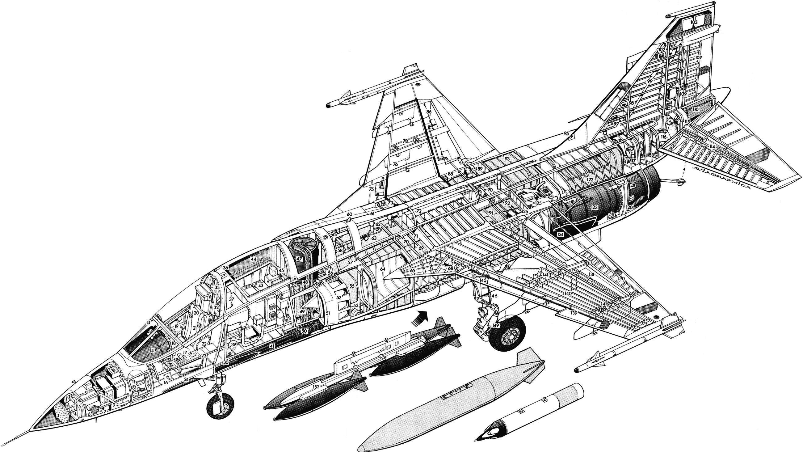 Mitsubishi F-1 cutaway