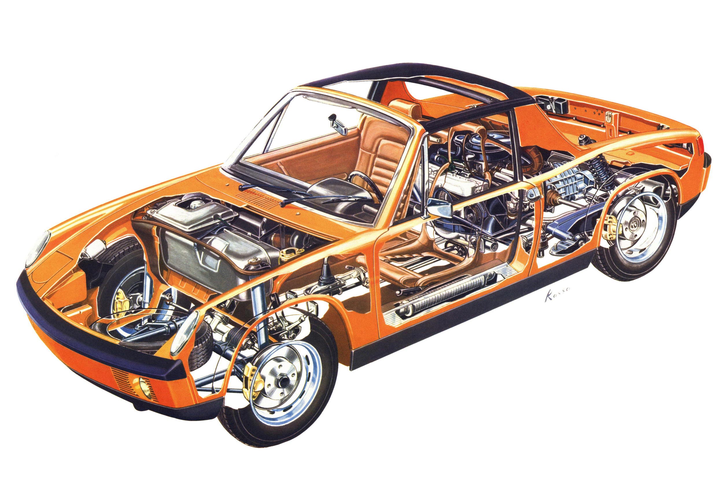 Porsche 914 cutaway drawing