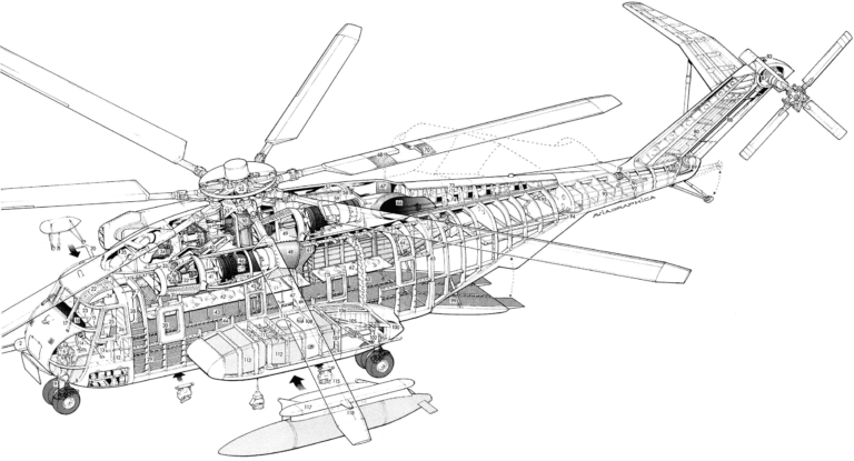 Cargo helicopter Cutaway Drawings in High quality