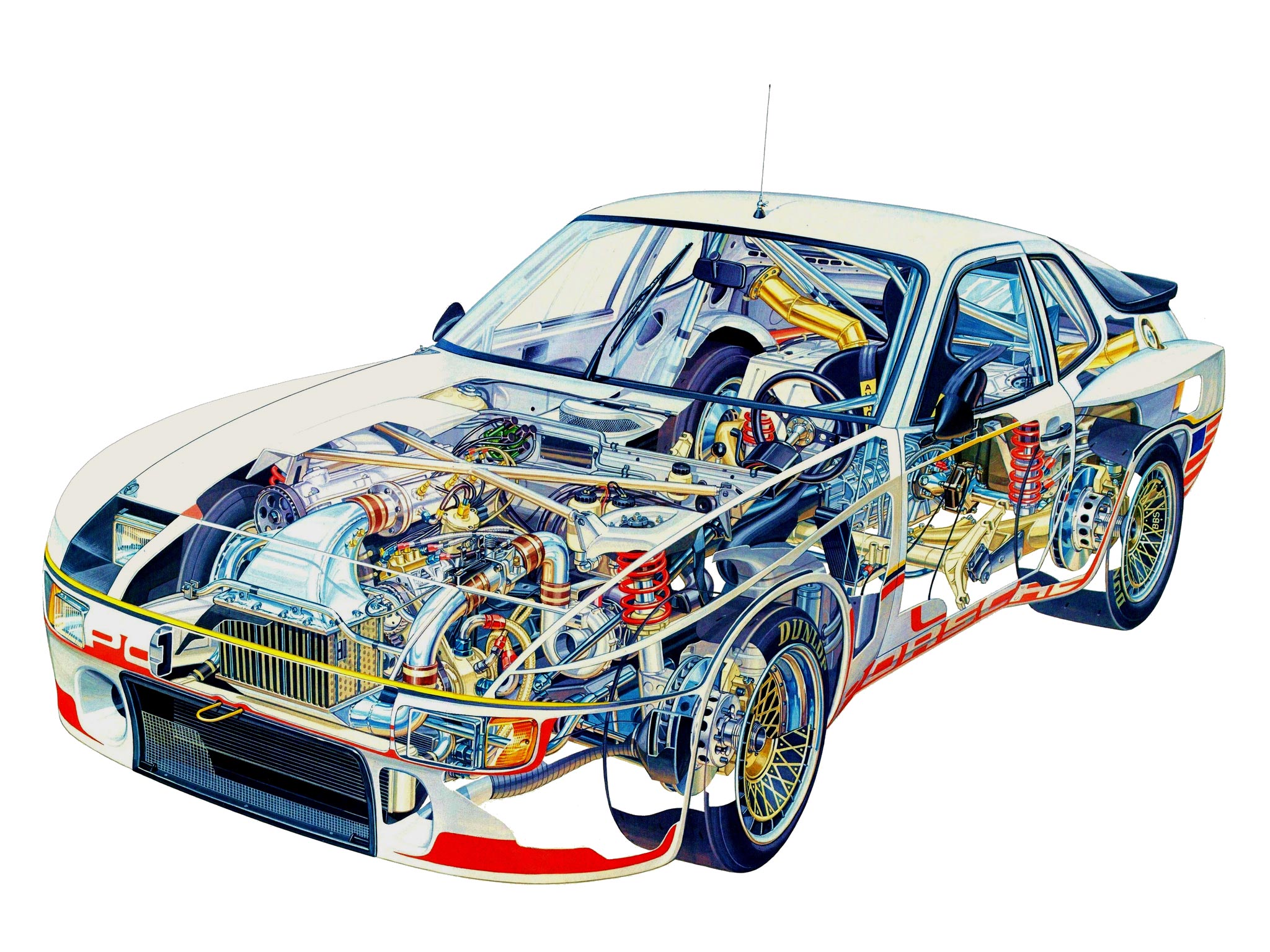 Porsche 924 Le Mans cutaway drawing