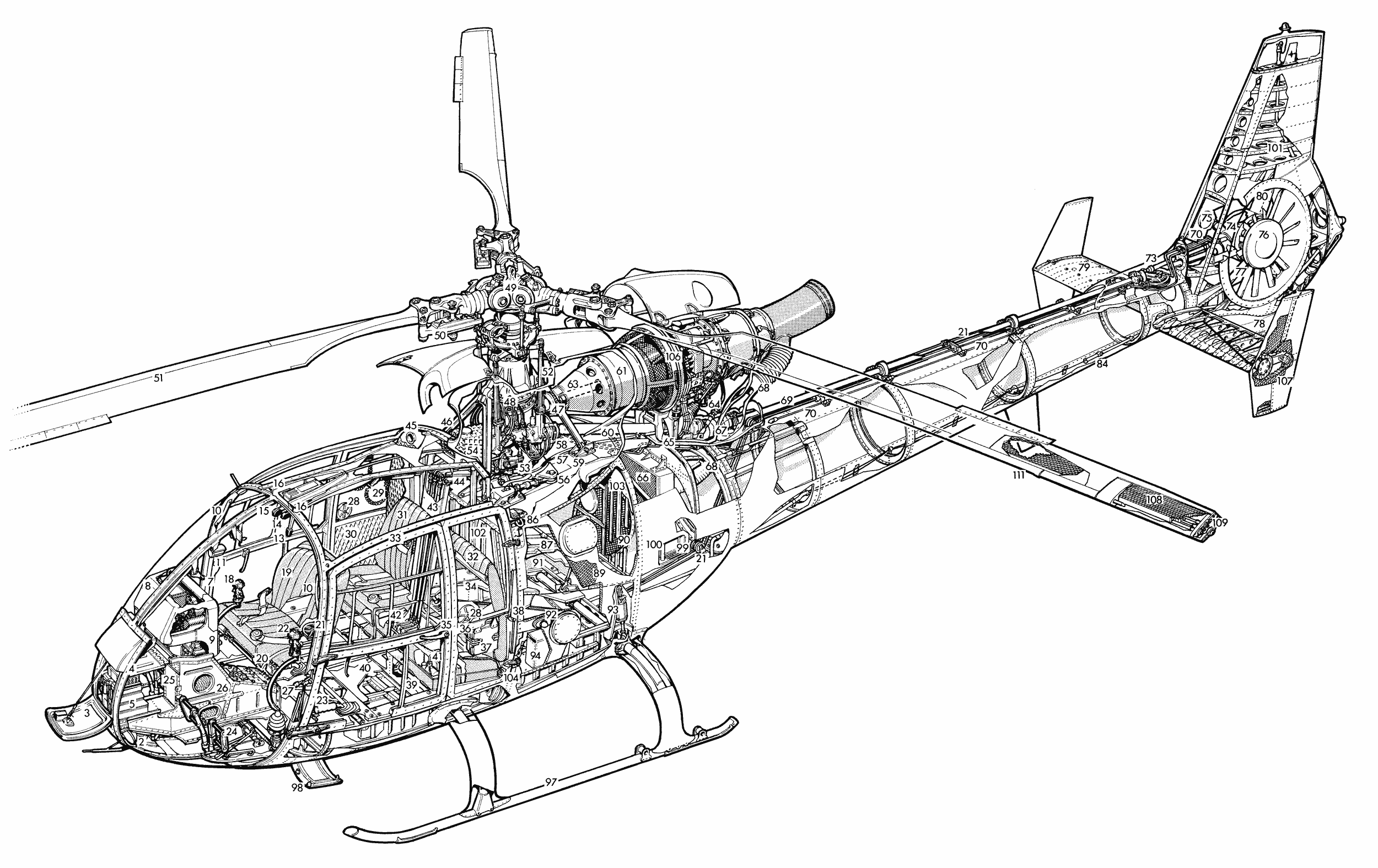 Aerospatiale Gazelle cutaway