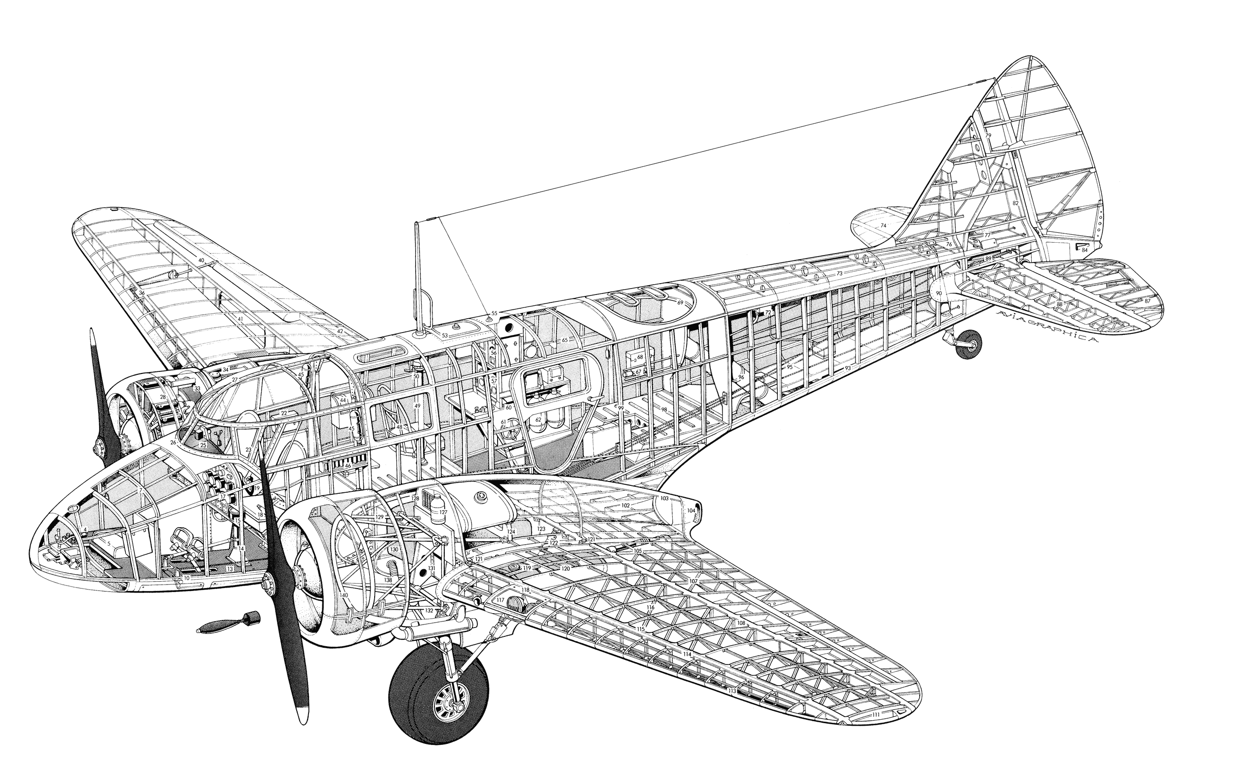 Airspeed Oxford Cutaway Drawing in High quality