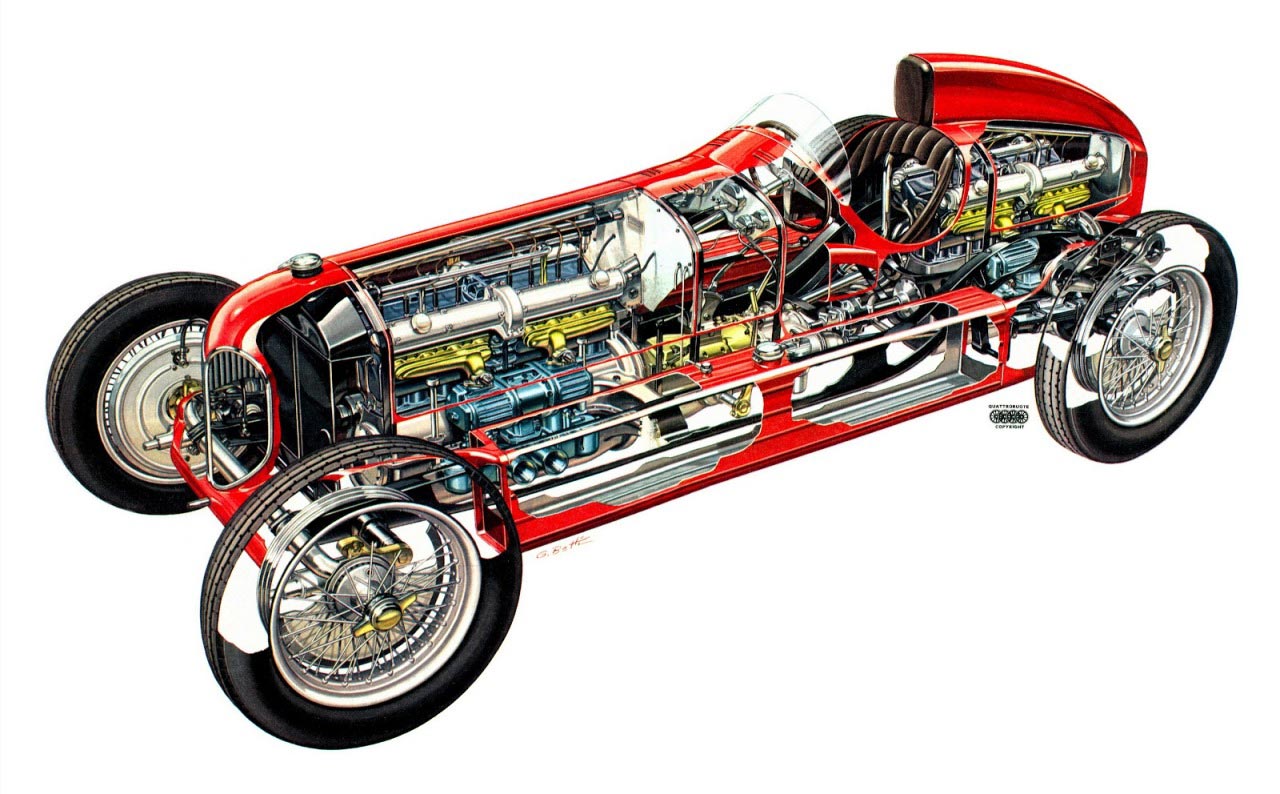 Alfa Romeo Bimotore cutaway