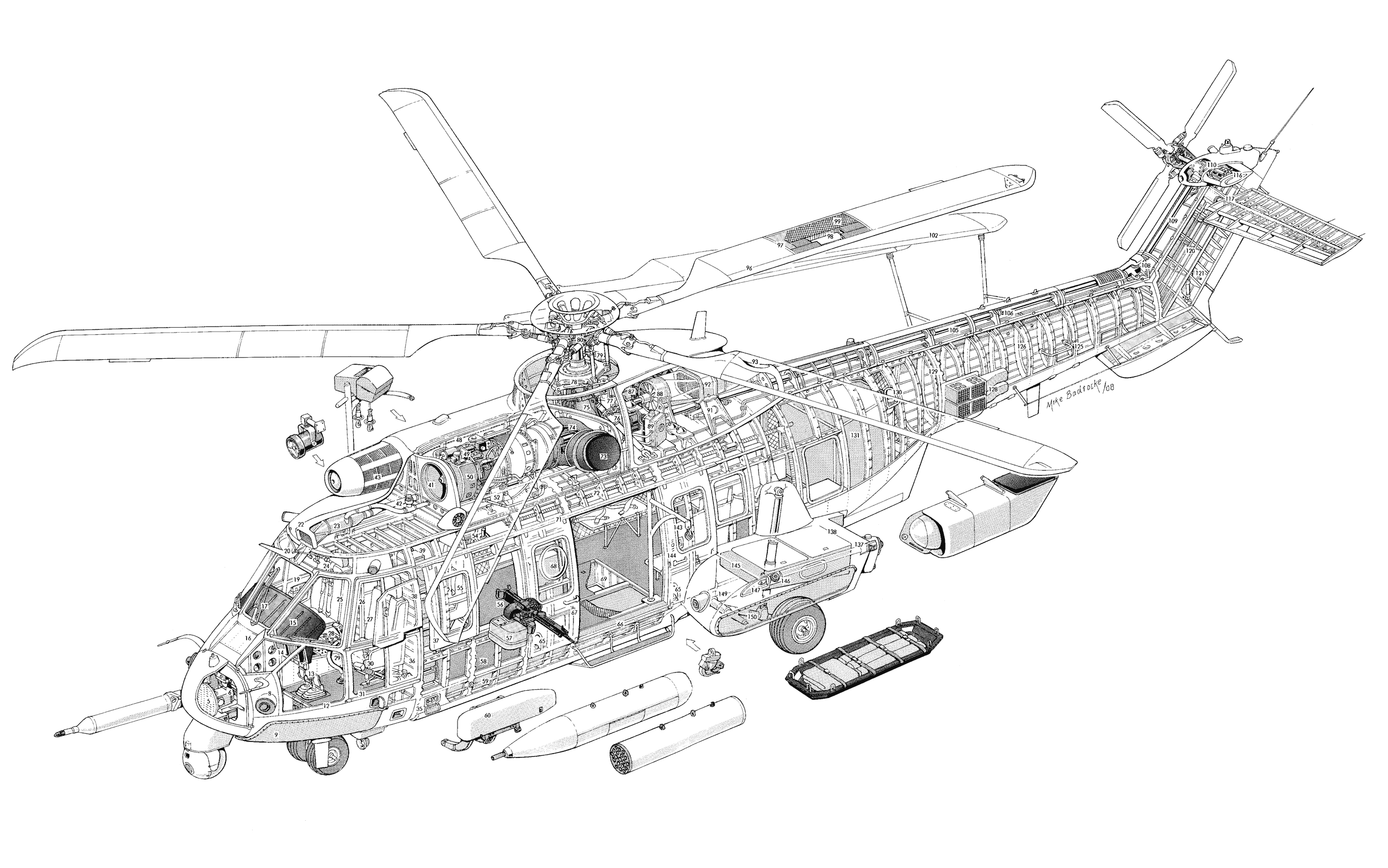 Eurocopter EC725 Cutaway Drawing in High quality