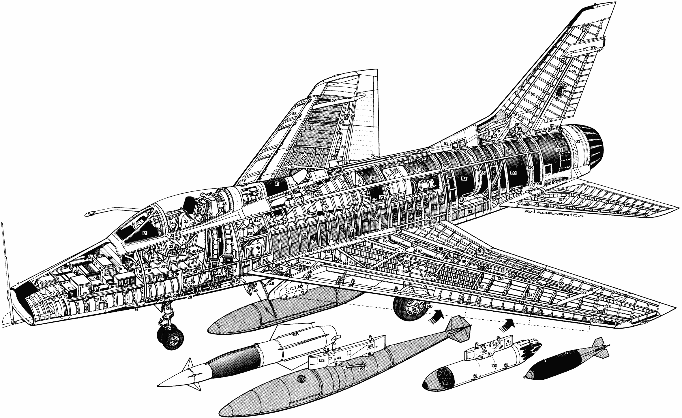F-100 Super Sabre cutaway