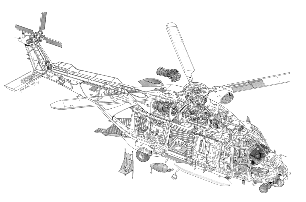 Helicopter Cutaway Drawings in High quality