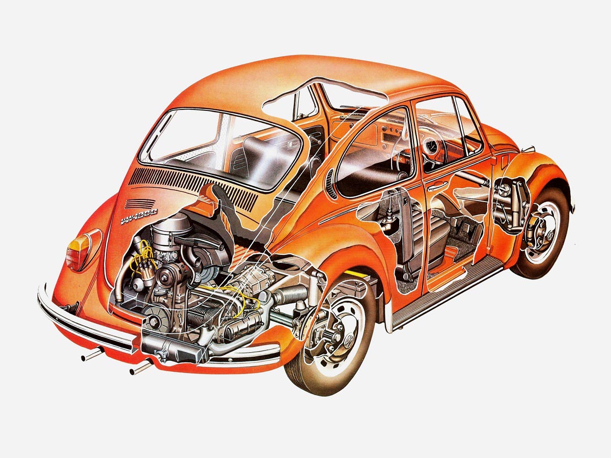 Volkswagen Beetle Cutaway Drawing in High quality
