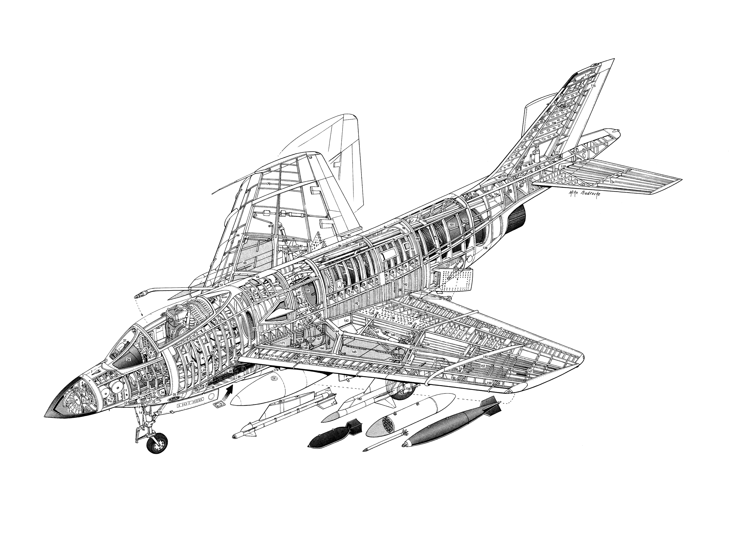 McDonnell F3H Demon cutaway