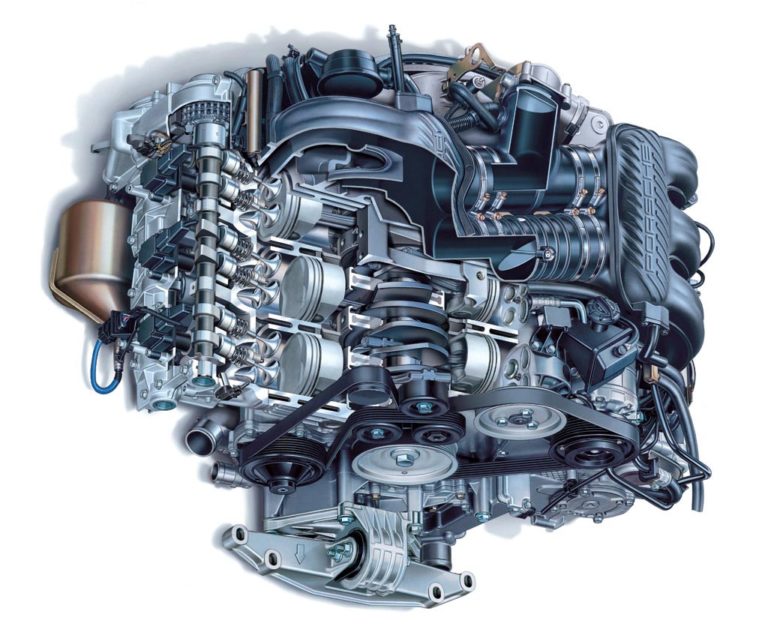 Porsche Boxster Engine Cutaway Drawing in High quality