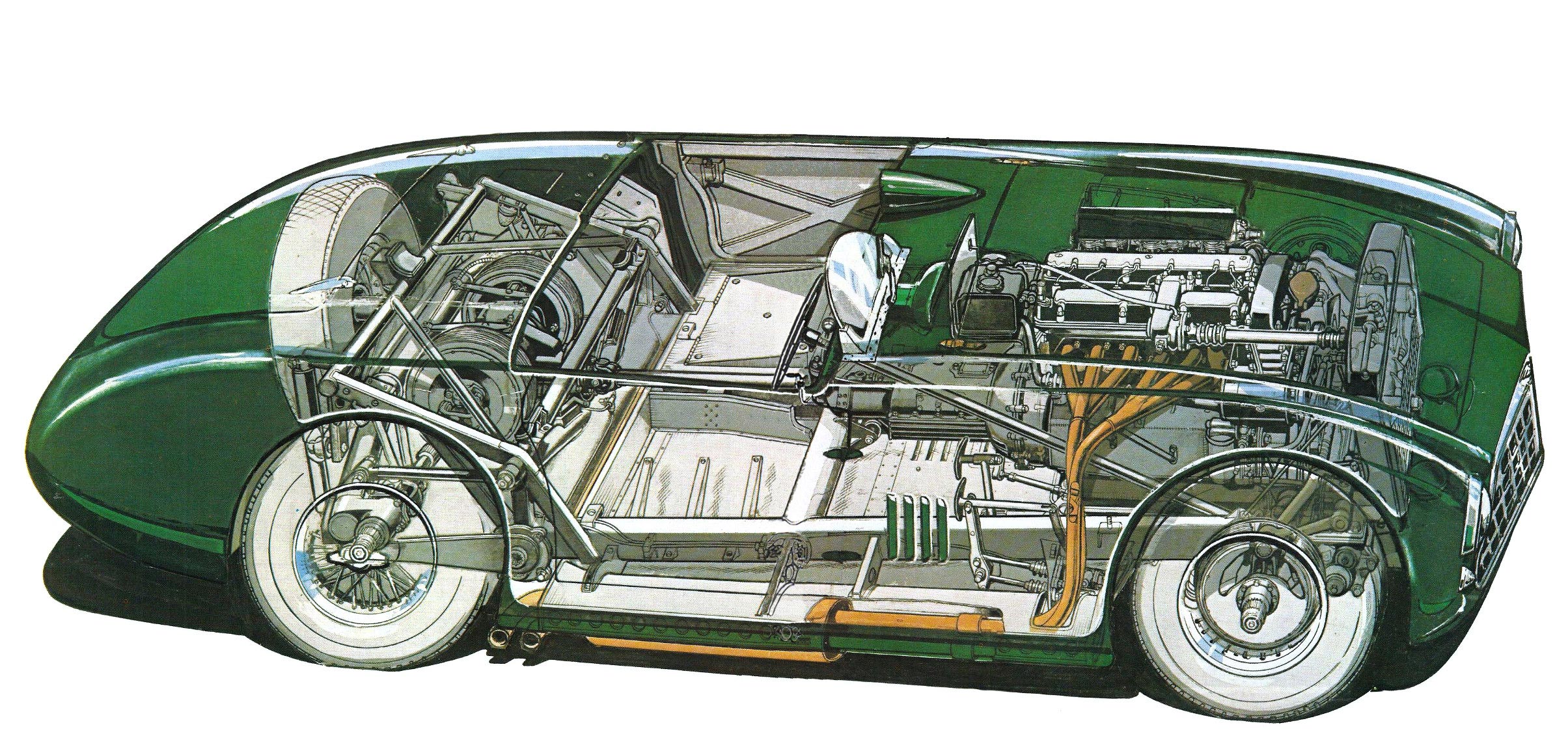 Aston Martin DB3 Spyder cutaway