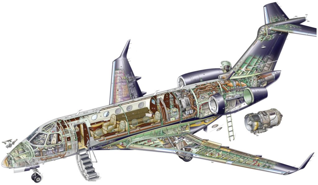 Business jet Cutaway Drawings in High quality