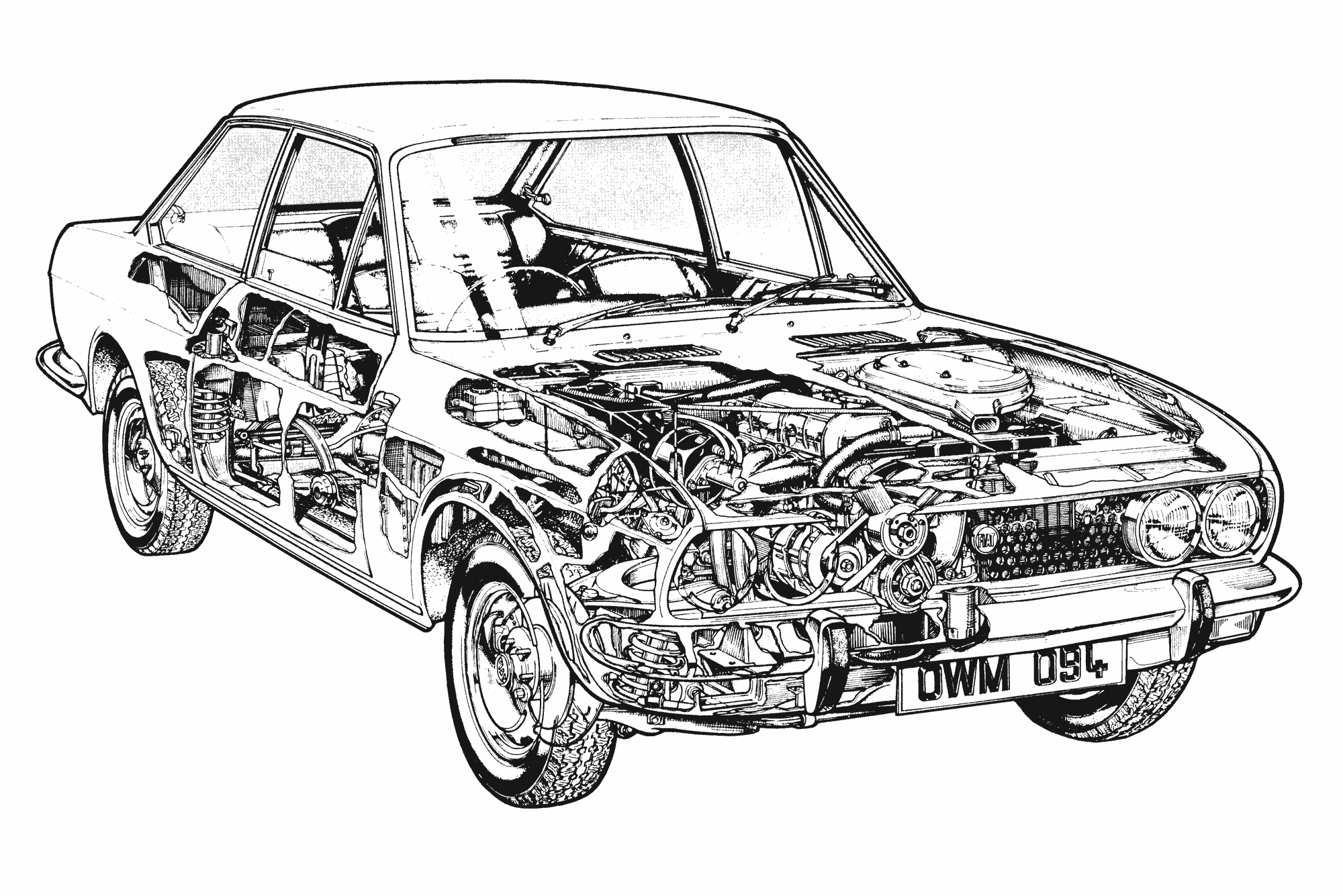 Fiat 124 Sport Coupe cutaway