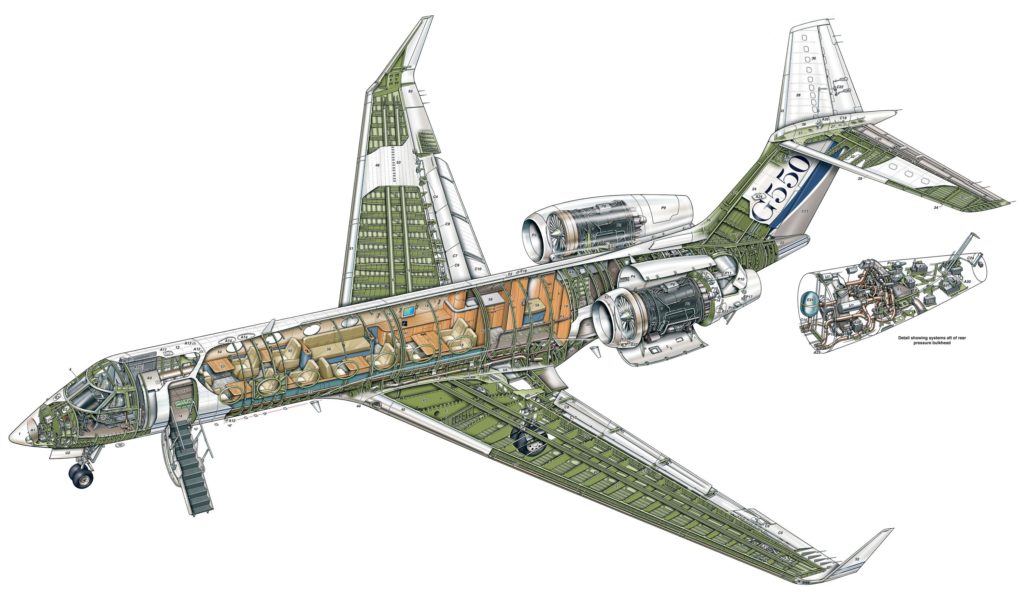 Business jet Cutaway Drawings in High quality