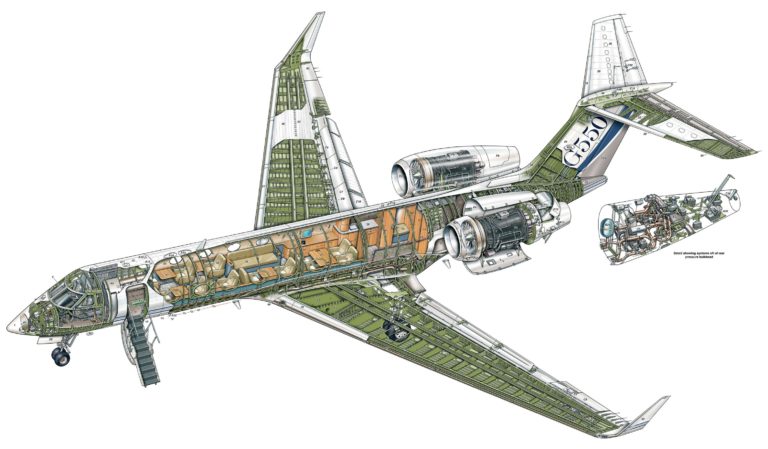 Gulfstream G550 Cutaway Drawing in High quality