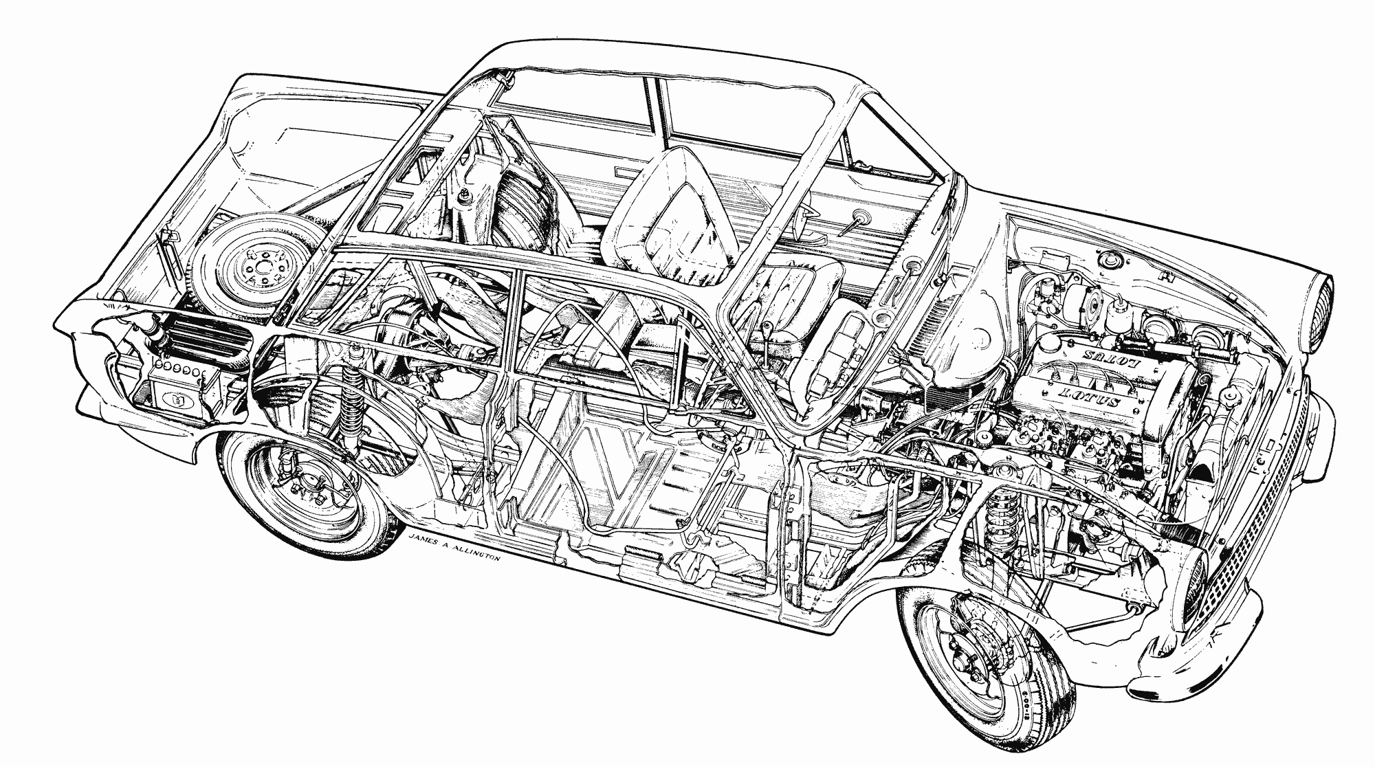 Lotus Cortina cutaway