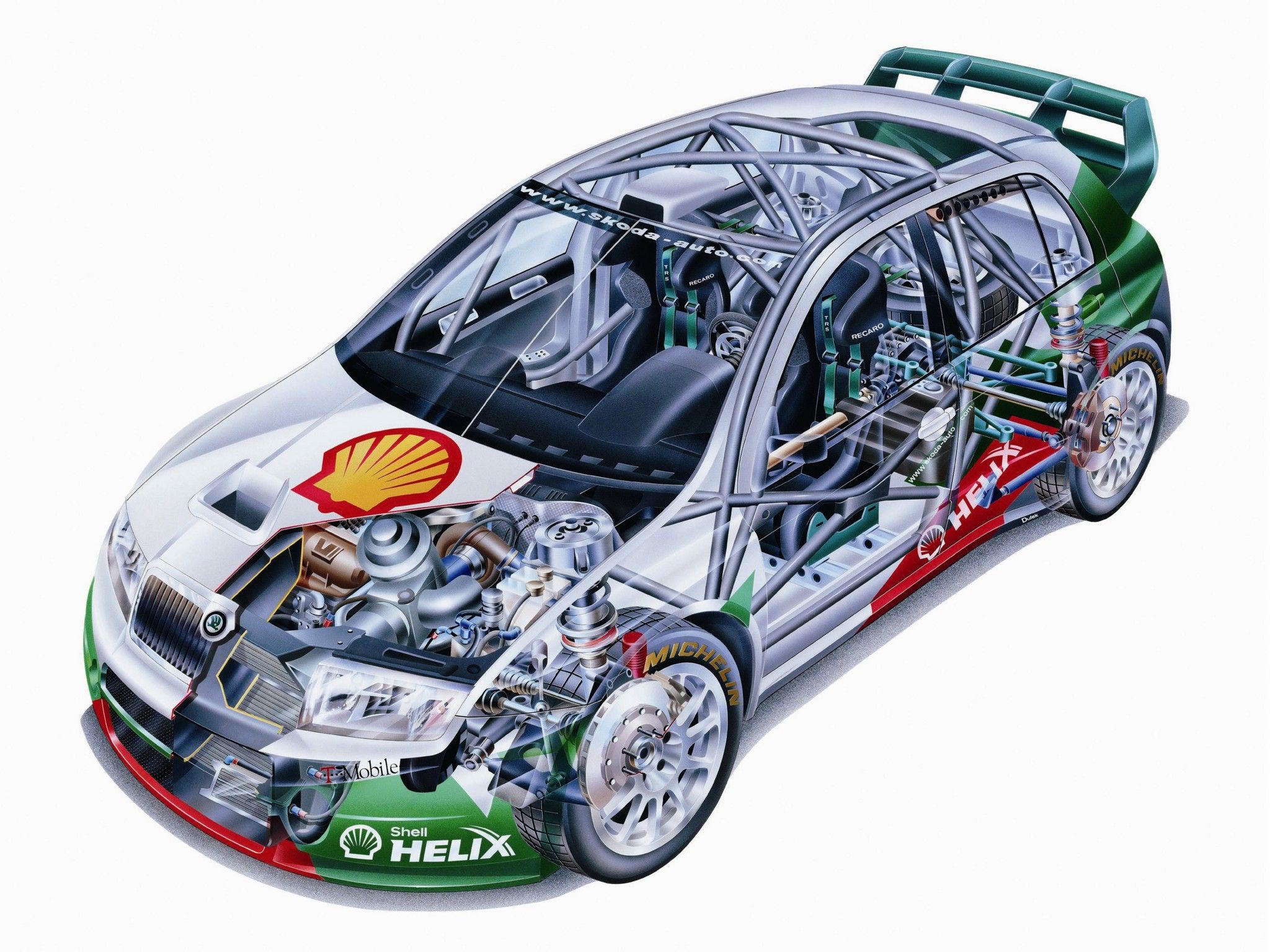 Skoda Fabia WRC rally car cutaway