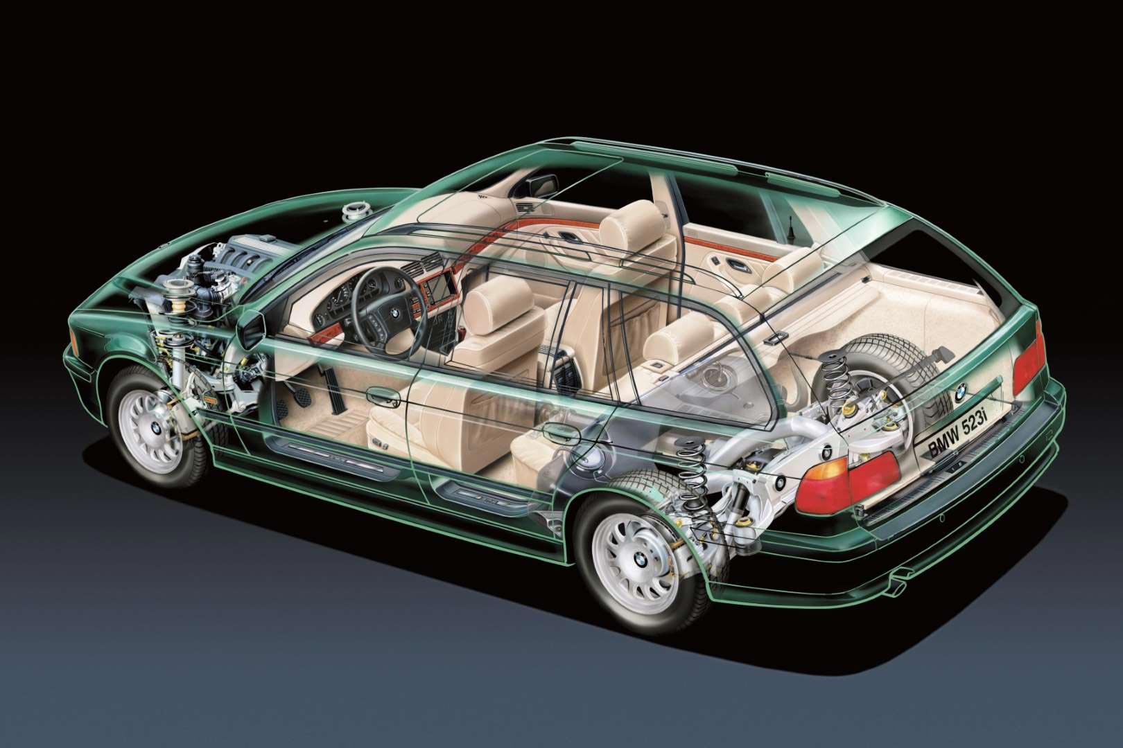 BMW 5 Series Touring E39 cutaway