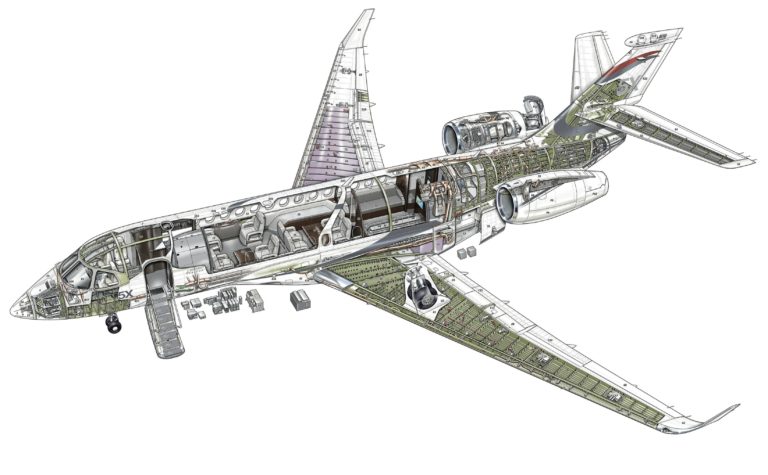 Dassault Falcon 5X Cutaway Drawing in High quality