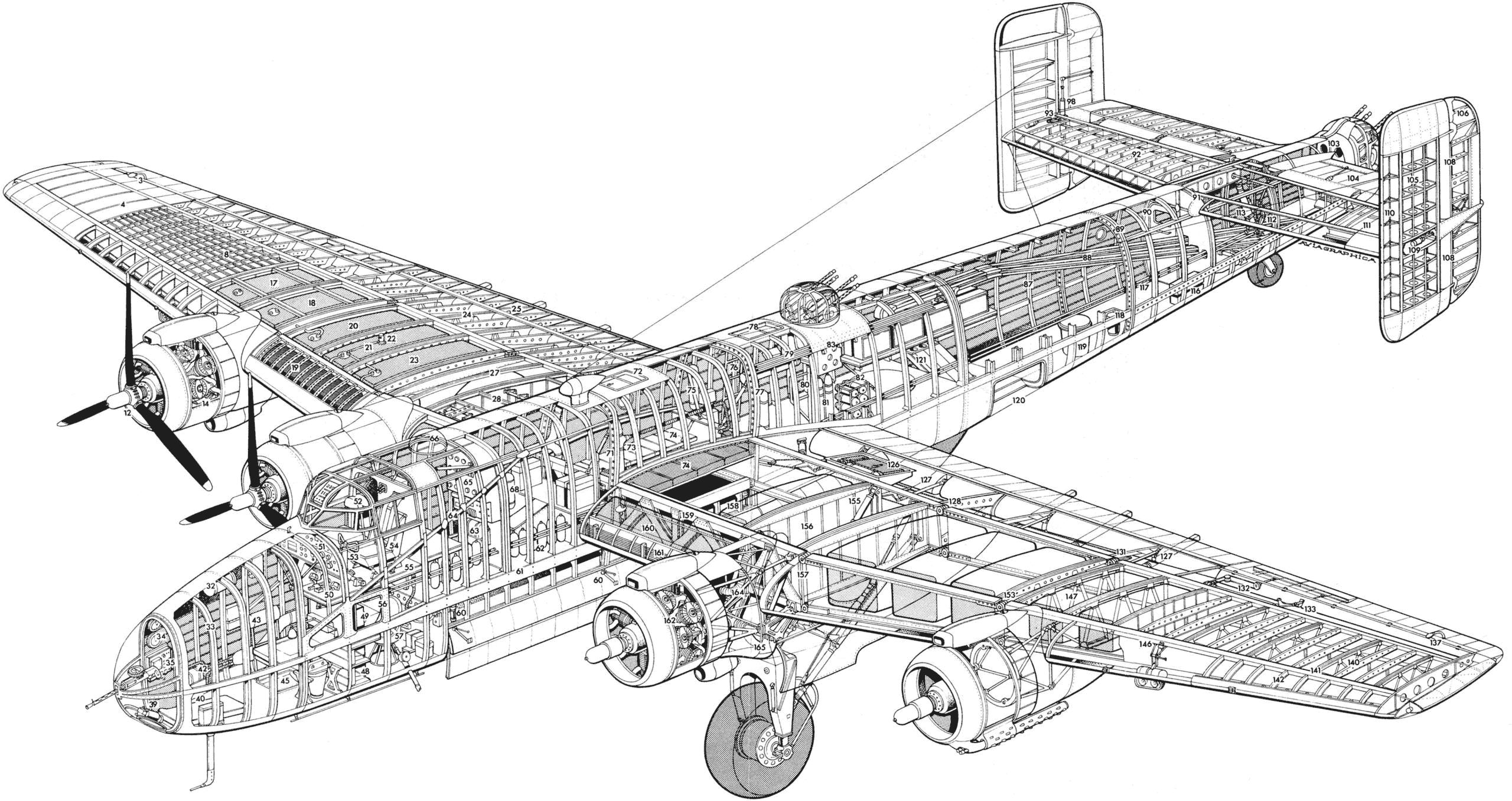 Handley Page Halifax Cutaway Drawing in High quality.