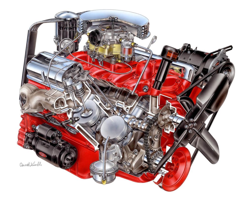 Chevrolet Corvette V8 Engine Cutaway Drawing In High Quality