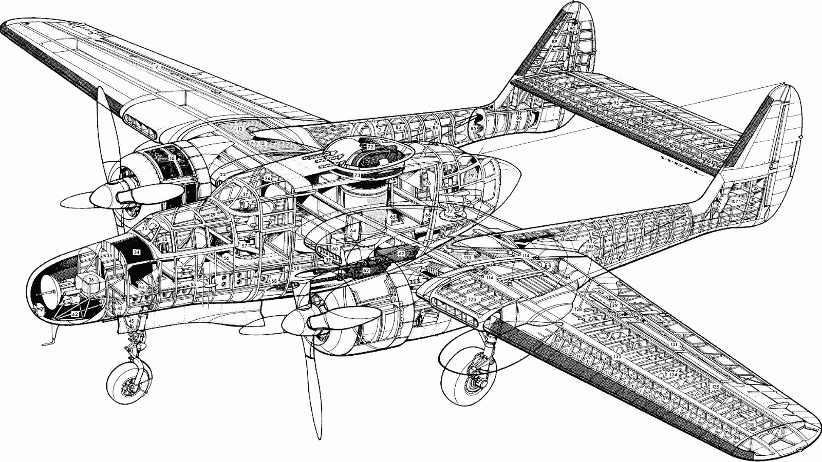 Northrop P-61 Black Widow cutaway