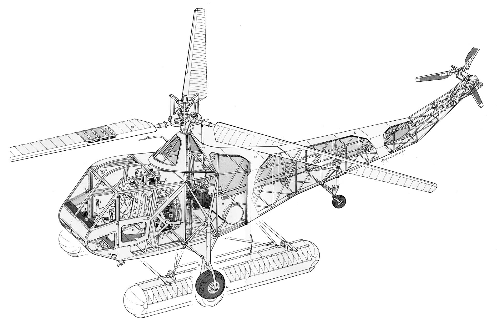 Sikorsky R-4 cutaway
