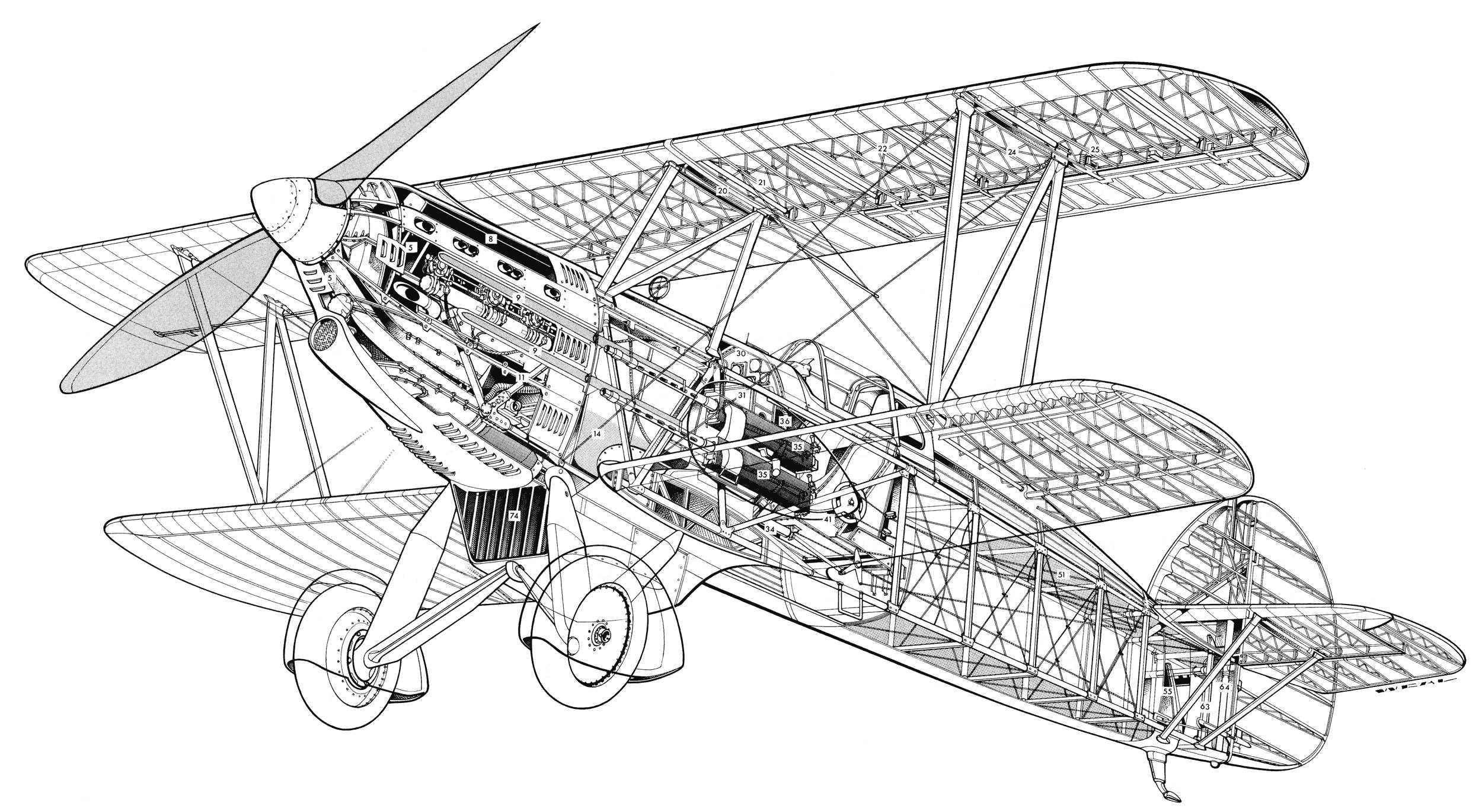 Avia B-534.IV cutaway drawing