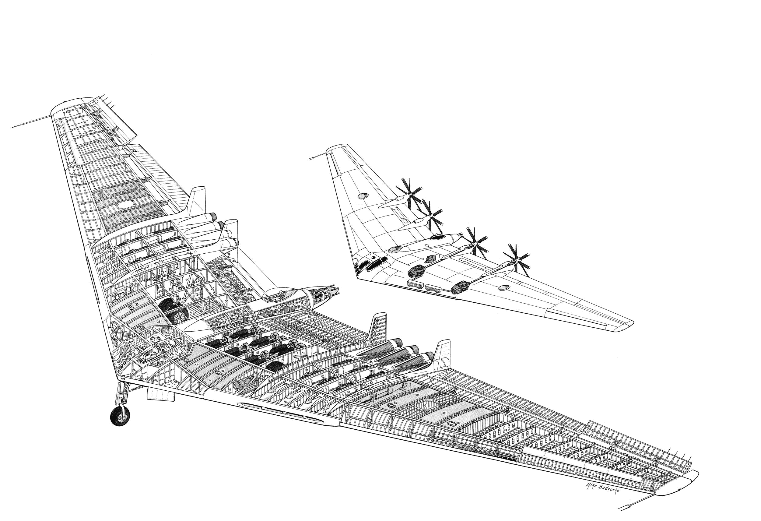Northrop YB-49 cutaway drawing