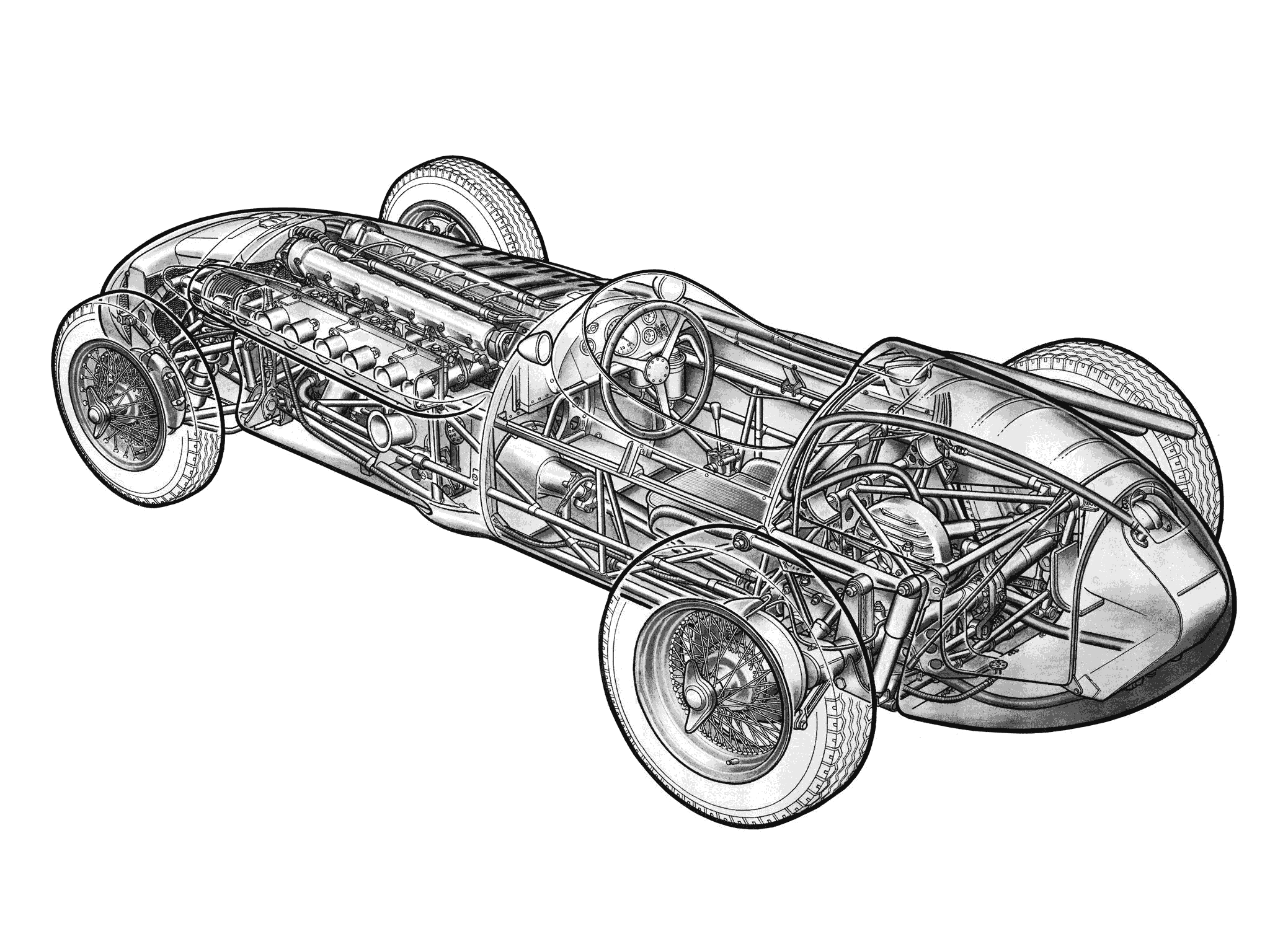 Aston Martin DBR4 cutaway drawing