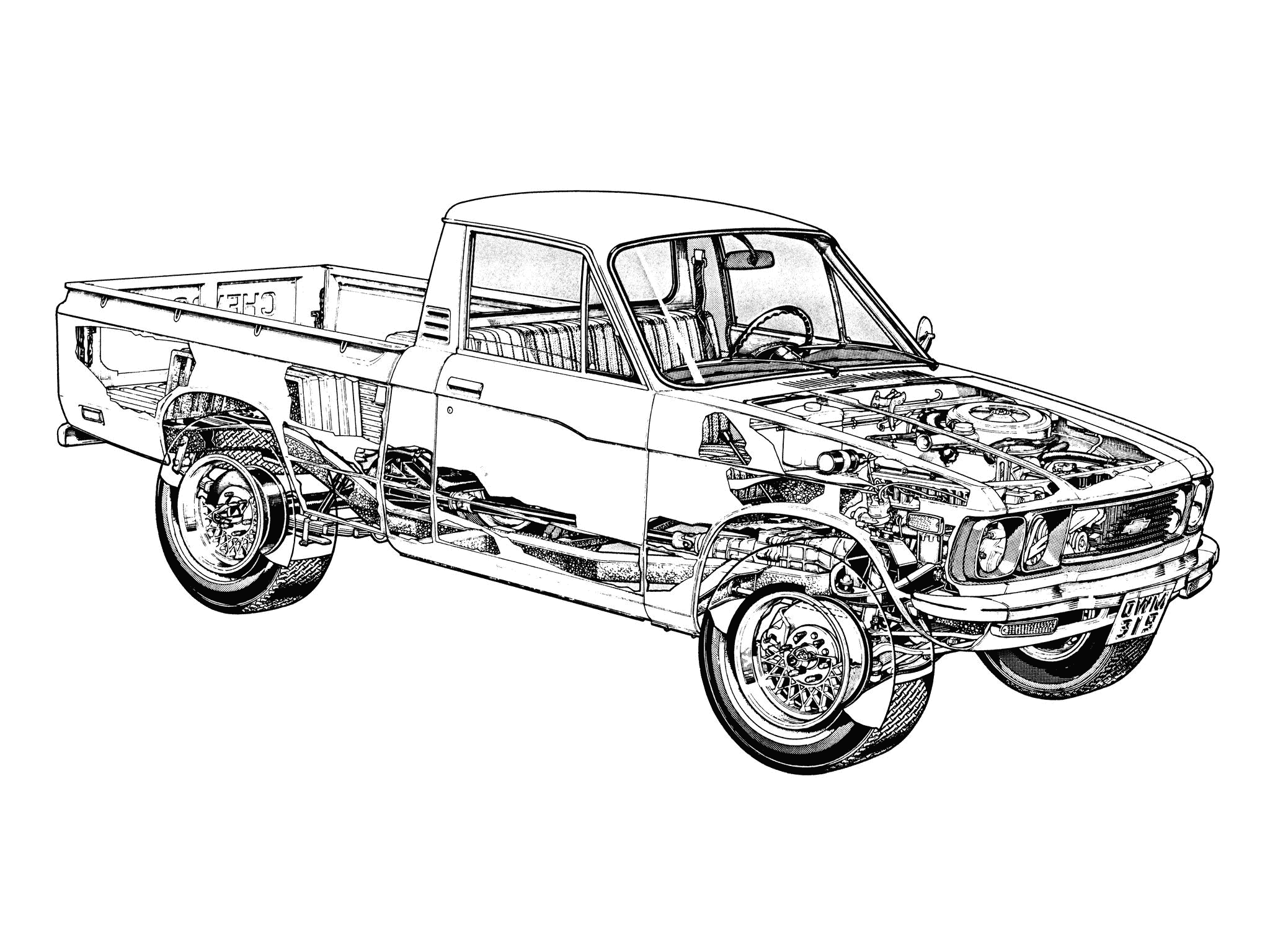 Chevrolet LUV pickup cutaway drawing