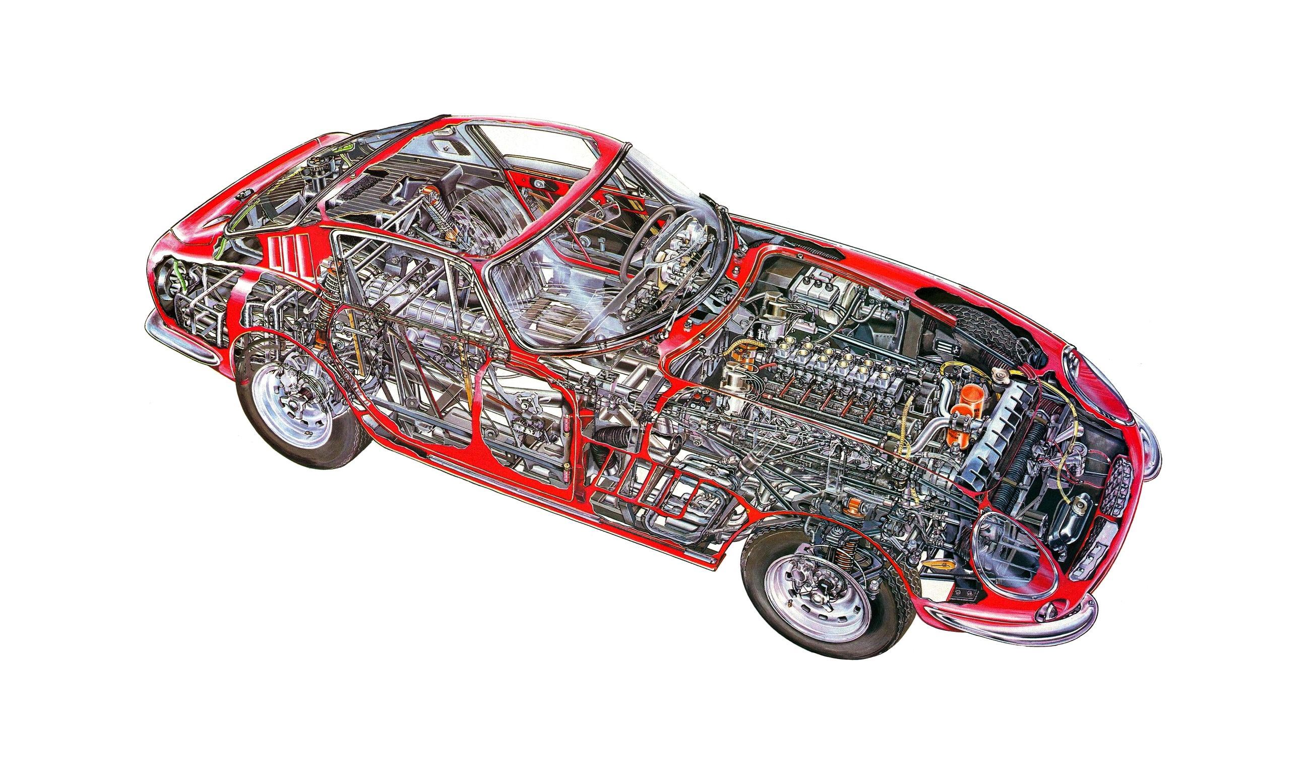 Ferrari 275 GTB cutaway drawing