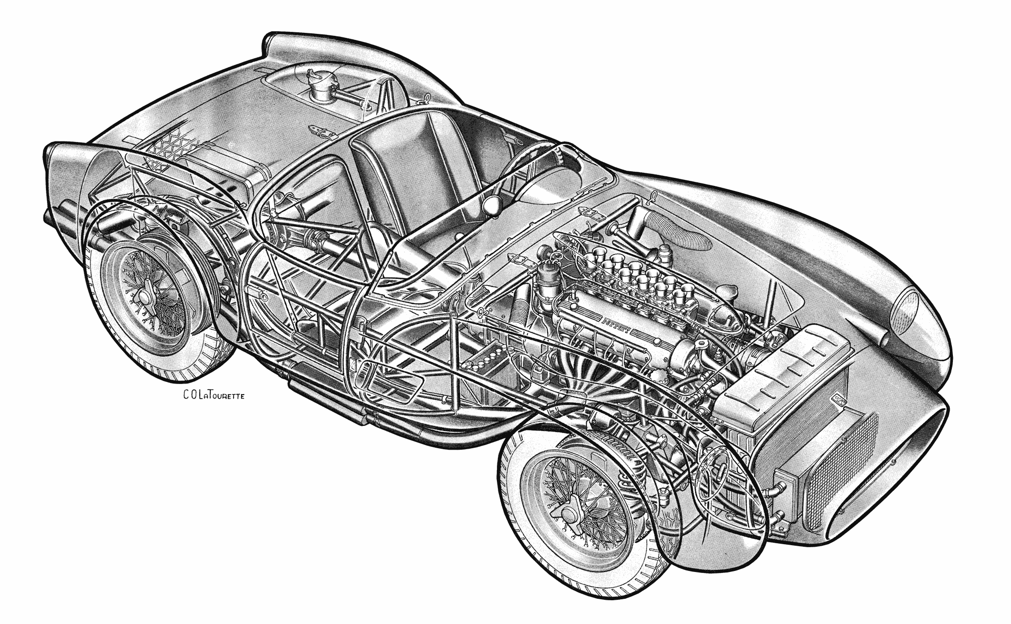 Ferrari 250 Testa Rossa cutaway drawing