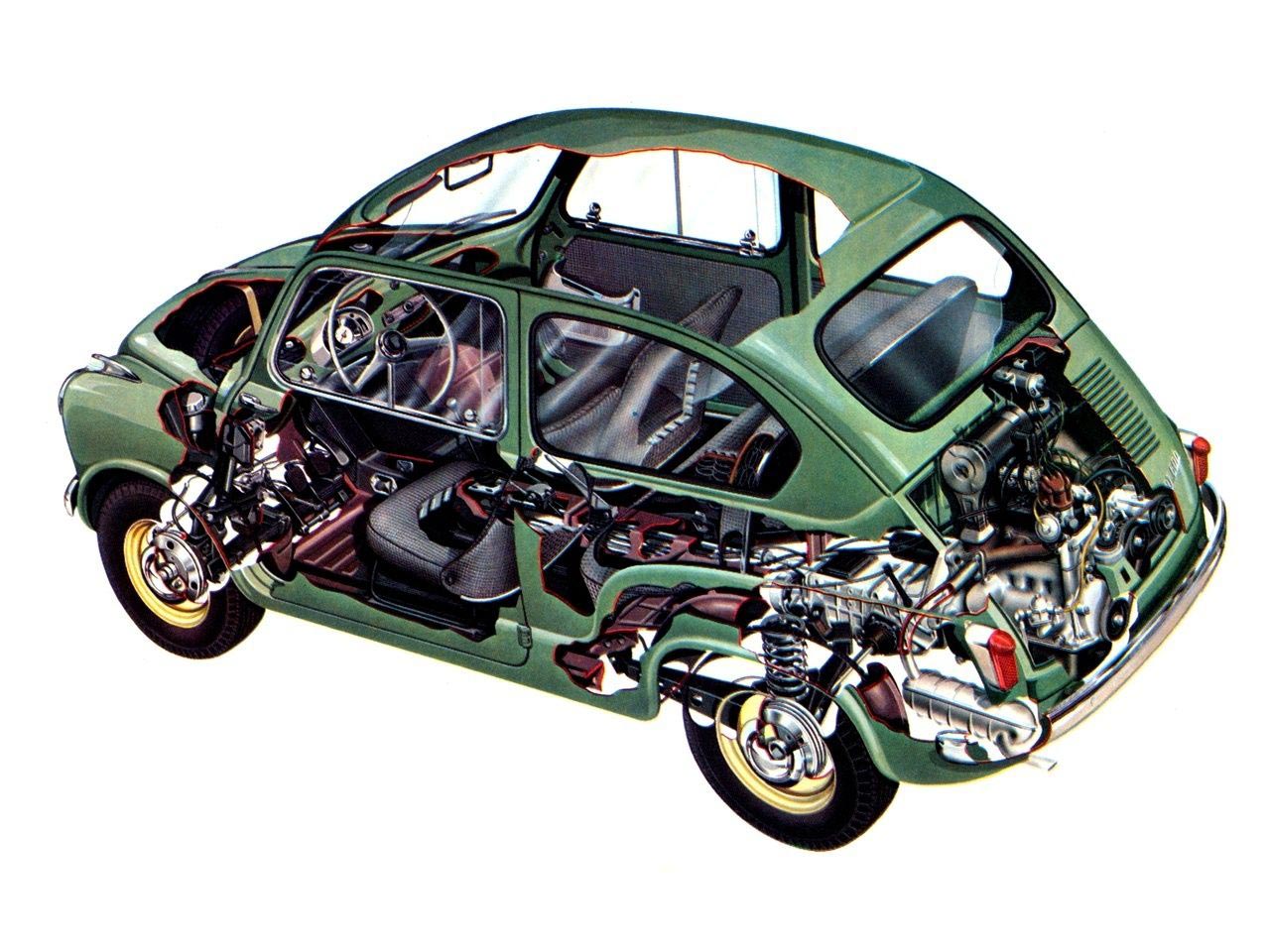 Fiat 600 cutaway drawing
