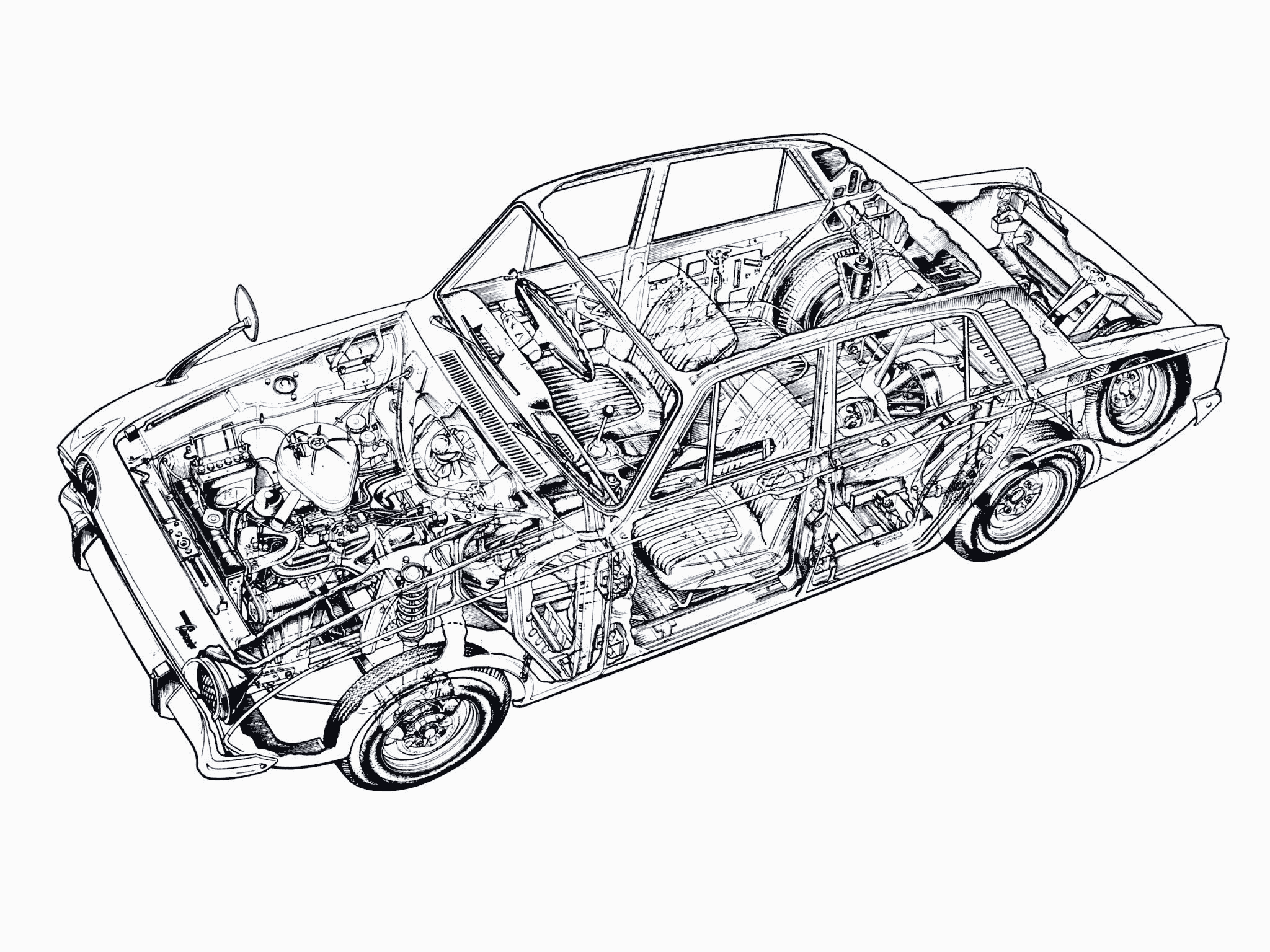 Ford Corsair 2000 E cutaway drawing