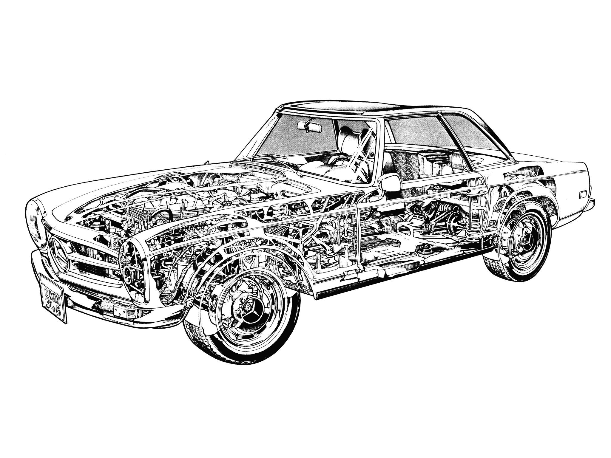 Mercedes-Benz W113 cutaway drawing