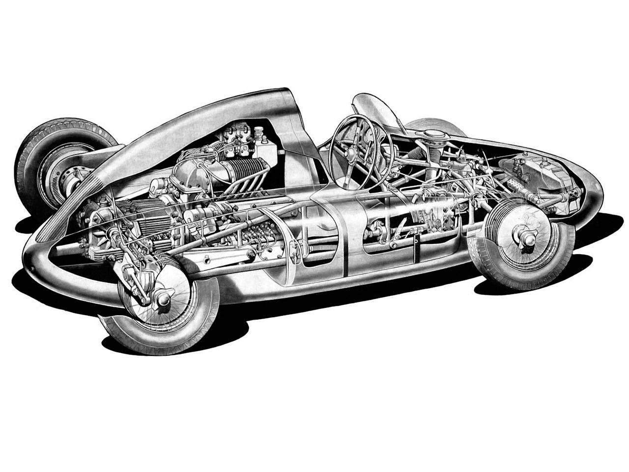 Porsche-Cisitalia Type 360 cutaway drawing