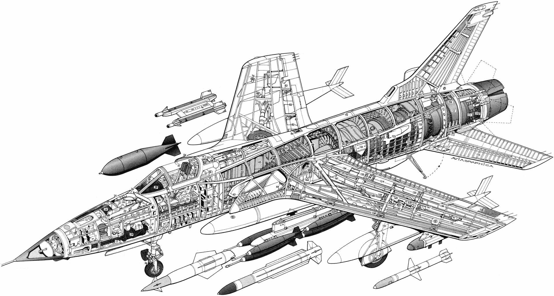 Republic F-105 Thunderchief cutaway drawing