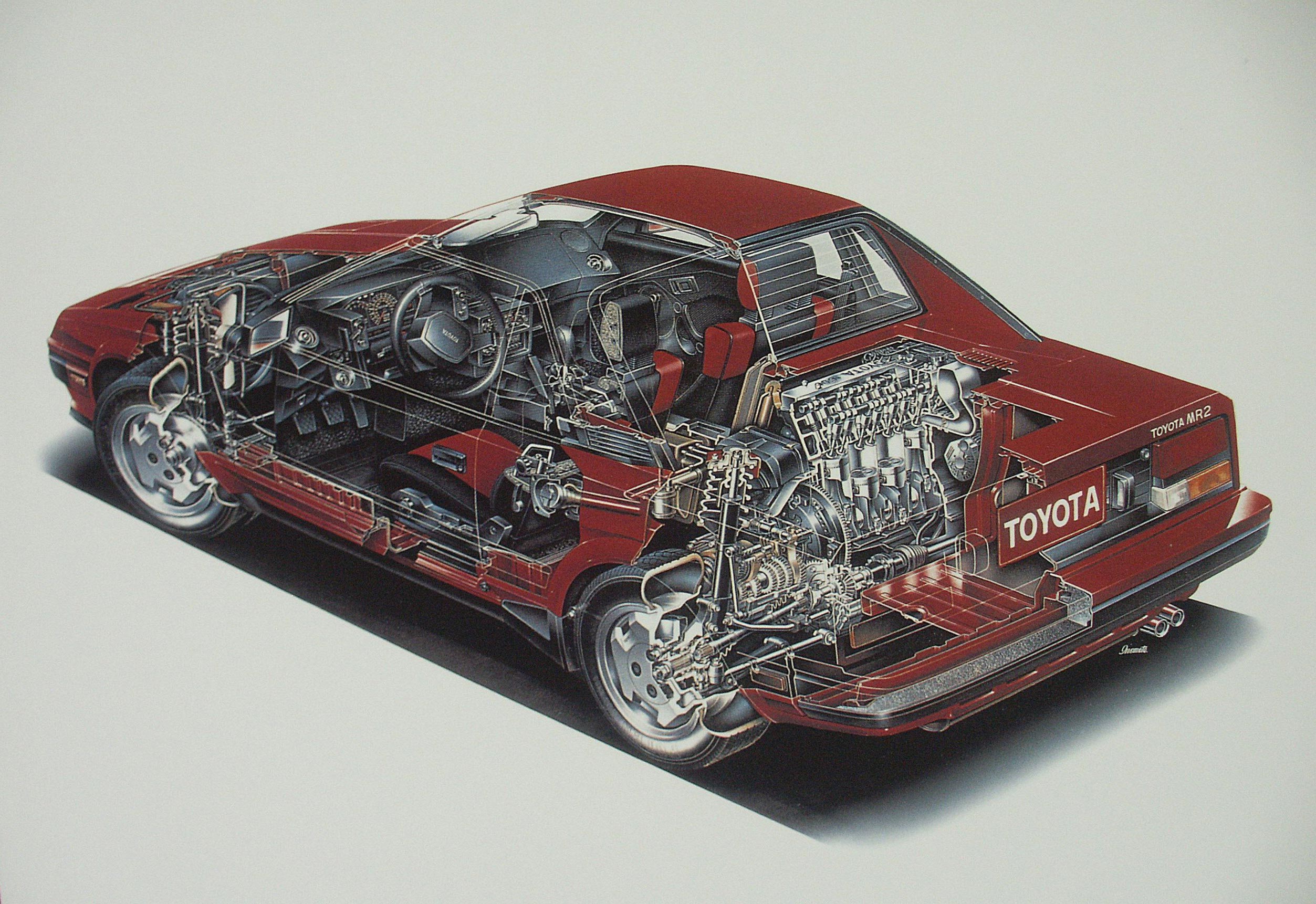 Toyota MR2 AW11 cutaway drawing