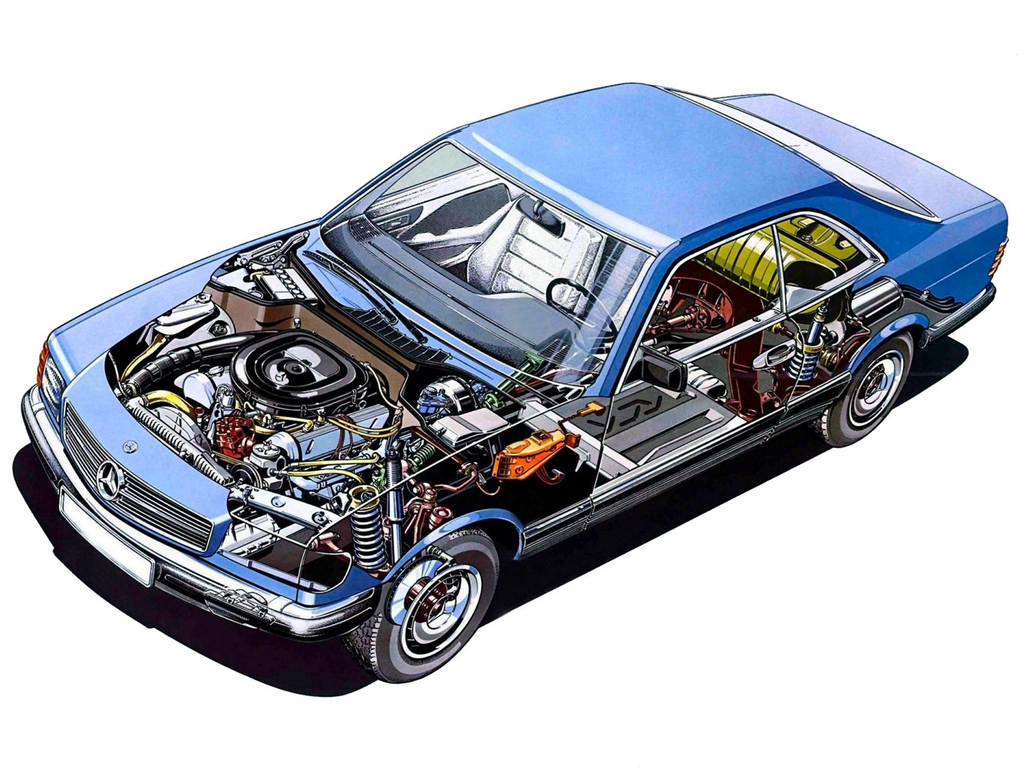 Mercedes Benz S Class C126 1981 Cutaway Drawing In High Quality