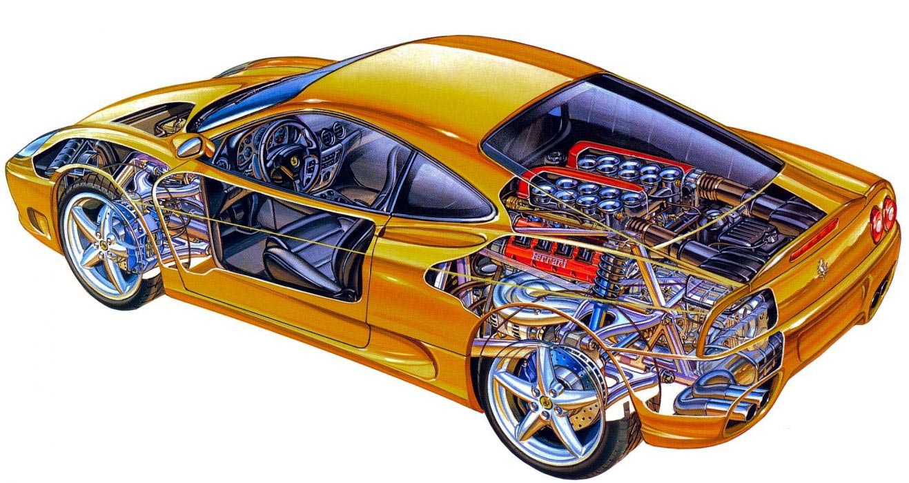 Ferrari 360 Modena cutaway drawing