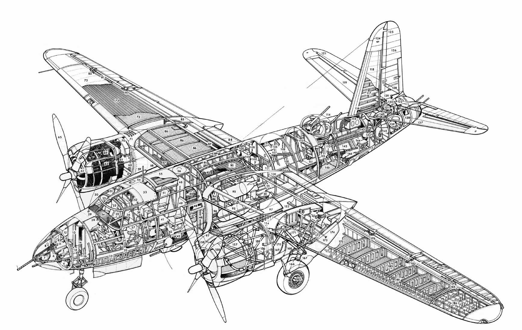 Martin B-26 Marauder Cutaway Drawing in High quality