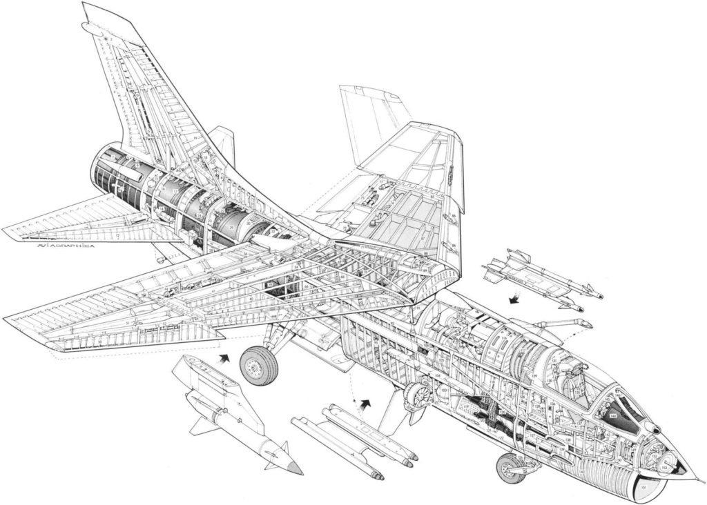 Vought F-8 Crusader Cutaway Drawing in High quality