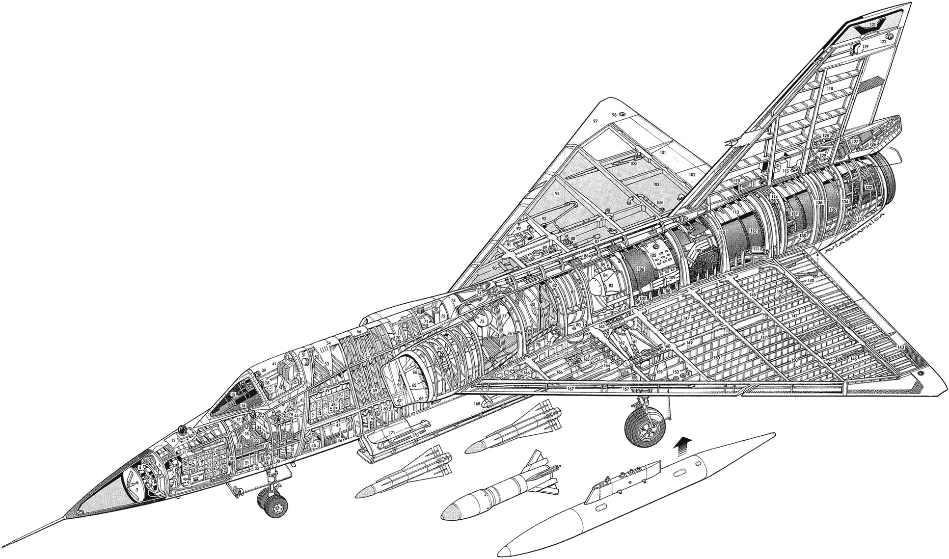 Convair F-106 Delta Dart cutaway drawing