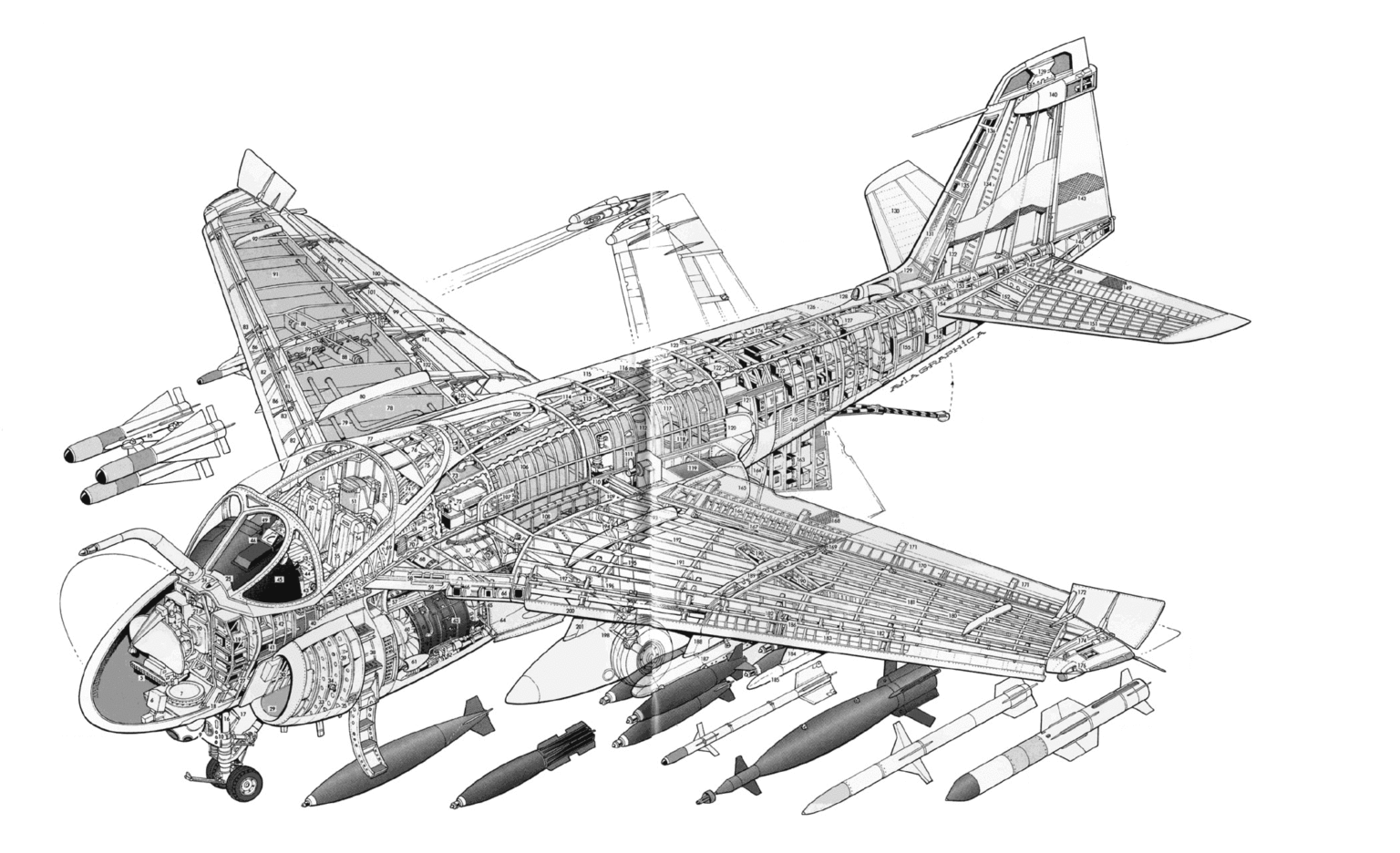 Fighter aircraft Cutaway Drawings in High quality